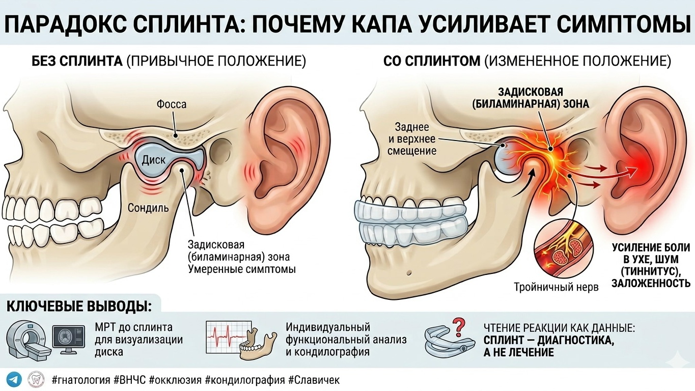 Парадокс сплинта: почему капа иногда усиливает симптом?